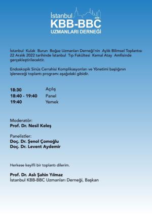 İstanbul KBB-BBC Uzmanları derneği aytlık bilimsel toplantı